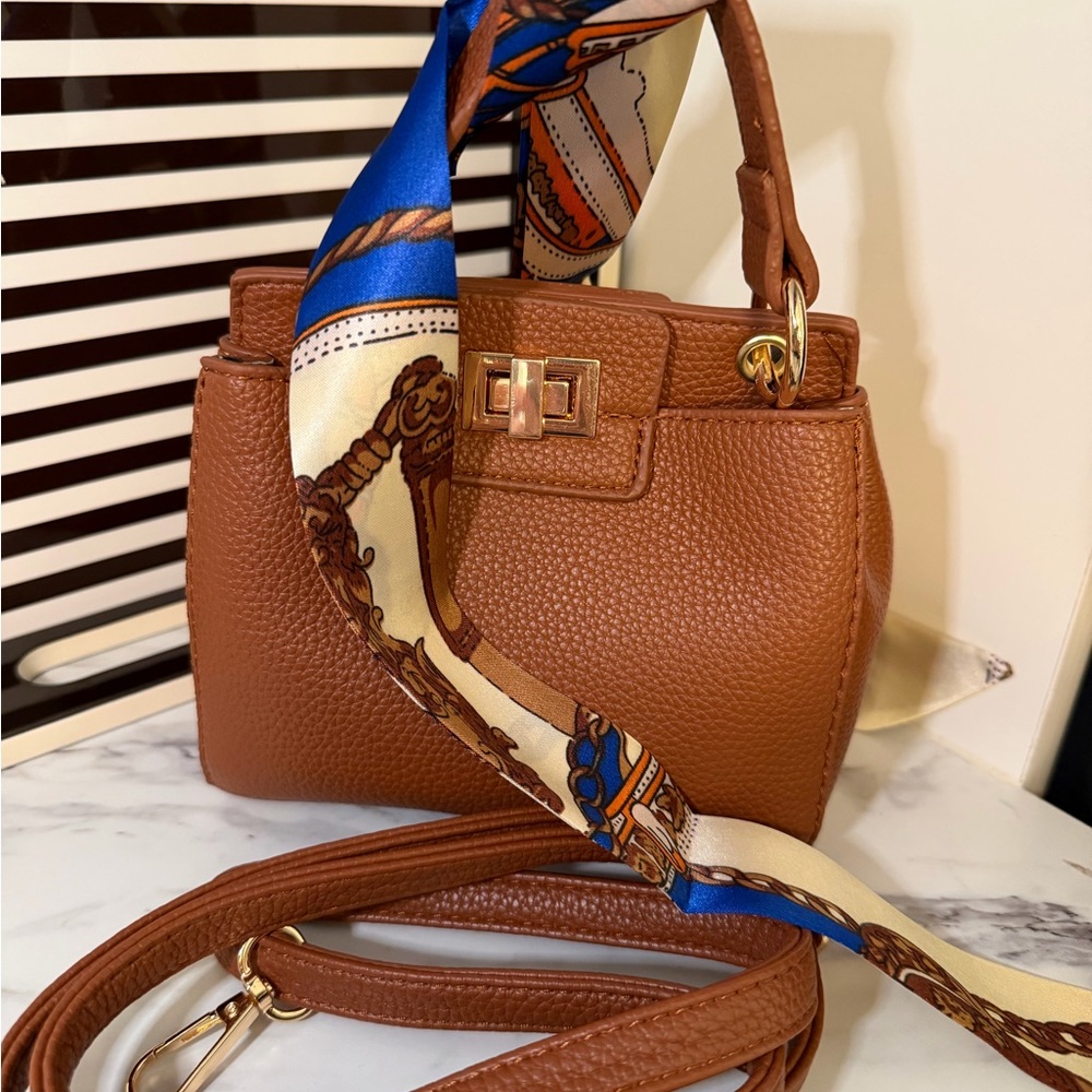 Brown Vegan Leather Handbag Crossbody
